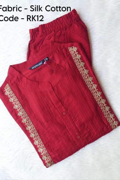 PINTUCK SILK COTTON KURTI SET-RK12