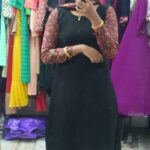 A LINE GEOGRATTE KURTI WITH DUPPATTA BLACK