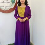 ALINE GEOGRATTE SALWAR SET- Rich Royal Purple With Mustard Yellow