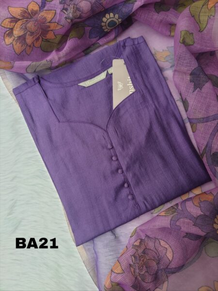 VARTICAN SILK  KURTI WITH KALAMKARI DUPPATTA -BA21 - S