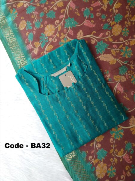 RAW SILK KURTI WITH KALAMKARI DUPPATTA -BA32