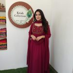 Georgette Flared Umbrella Kurti Dupatta Set(MAGENTA)