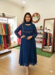 Georgette Flared Umbrella Kurti Dupatta Set(TEAL BLUE)