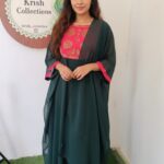 ALINE GEOGRATTE SALWAR SET- Bottle Green With Pink