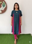 RAW SILK  TEMPLE NECK-ALINE KURTI