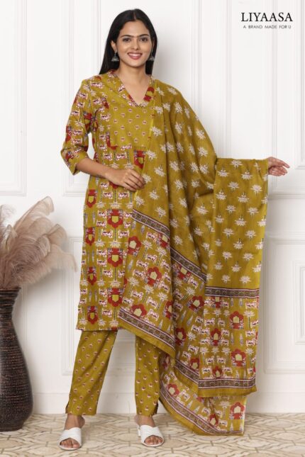 V Neck Jaipur Cotton Set – JC07