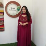 Georgette Flared Umbrella Kurti Dupatta Set(MAGENTA)