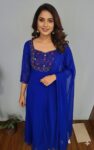 Georgette Flared Umbrella Kurti Dupatta Set (ROYAL BLUE)