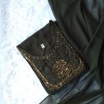 Geogratte kurti with Duppatta-Dark Olive Green