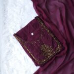 Geogratte kurti with Duppatta-Wine