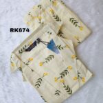 pink bloosom Cotton kurti set -RK674