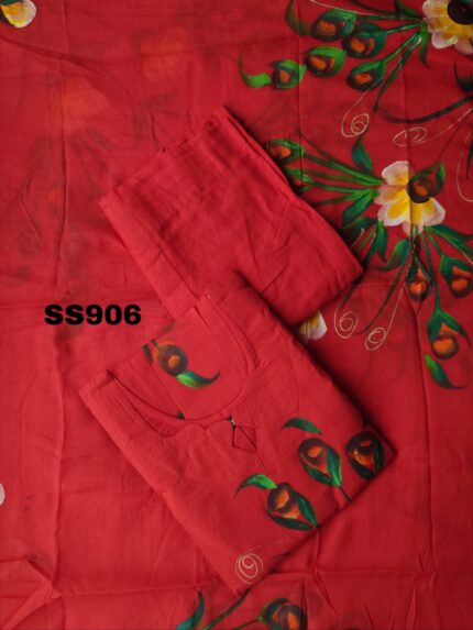 Premium Mul Cotton Hand-Painted Kurti Set -SS906