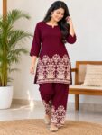 RAYON SHORT COORDSET-RK882(WINE)