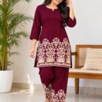 RAYON SHORT COORDSET-RK882(WINE)