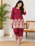 RAYON SHORT COORDSET-RK876(MAROON)