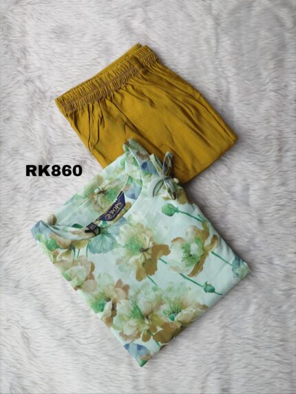 LINEN FLORAL PRINT CO-ORD SET -RK860