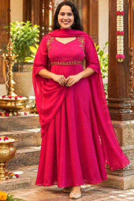 GEORGETTE A-LINE ANARKALI MAXI WITH DUPPATTA