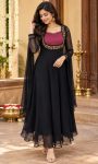 GEOGRATTE KURTI WITH DUPPATTA-BLACK