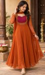 GEOGRATTE KURTI WITH DUPPATTA-ORANGE WITH PINK