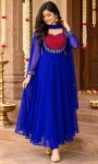 GEOGRATTE KURTI WITH DUPPATTA-ROYAL BLUE WITH RED