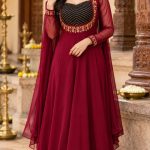 GEOGRATTE KURTI WITH DUPPATTA- MAROON BLACK