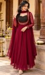 GEOGRATTE KURTI WITH DUPPATTA- MAROON BLACK