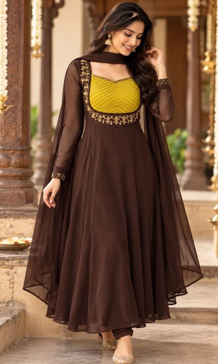 GEORGETTE A-LINE ANARKALI MAXI WITH DUPPATTA -BA106