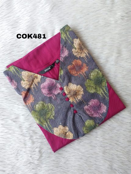Cotton Kurti with Hakoba Patch Work -COK481